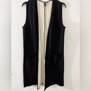 Black and Cream Women's Sweater Vest